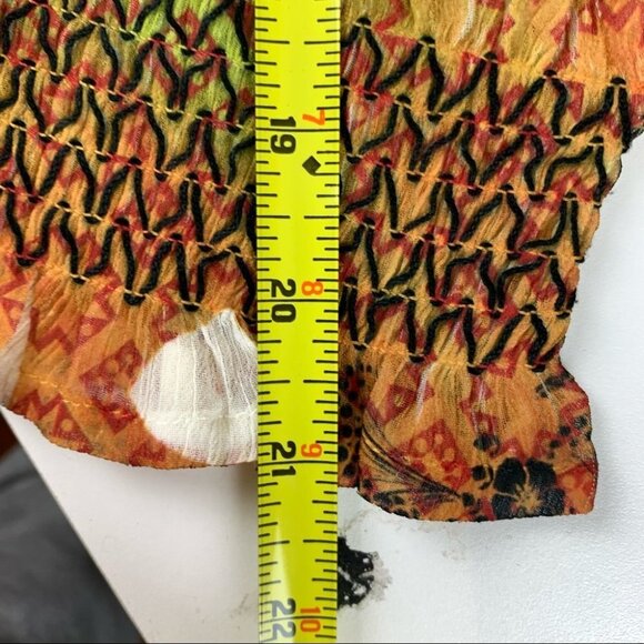 MUSHKA by Sienna, Inc Long Sleeved Sheer Tunic Top with Ruched Waist size Small - Picture 10 of 11